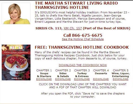Martha Stewart Thanksgiving Hotline Recipes Cookbook